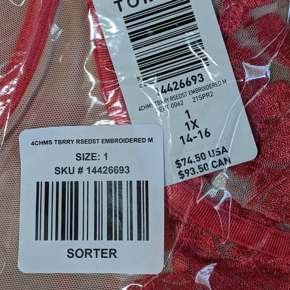 Torrid Mesh Lingerie Chemise size 1 (14/16) Coral - Picture 12 of 12
